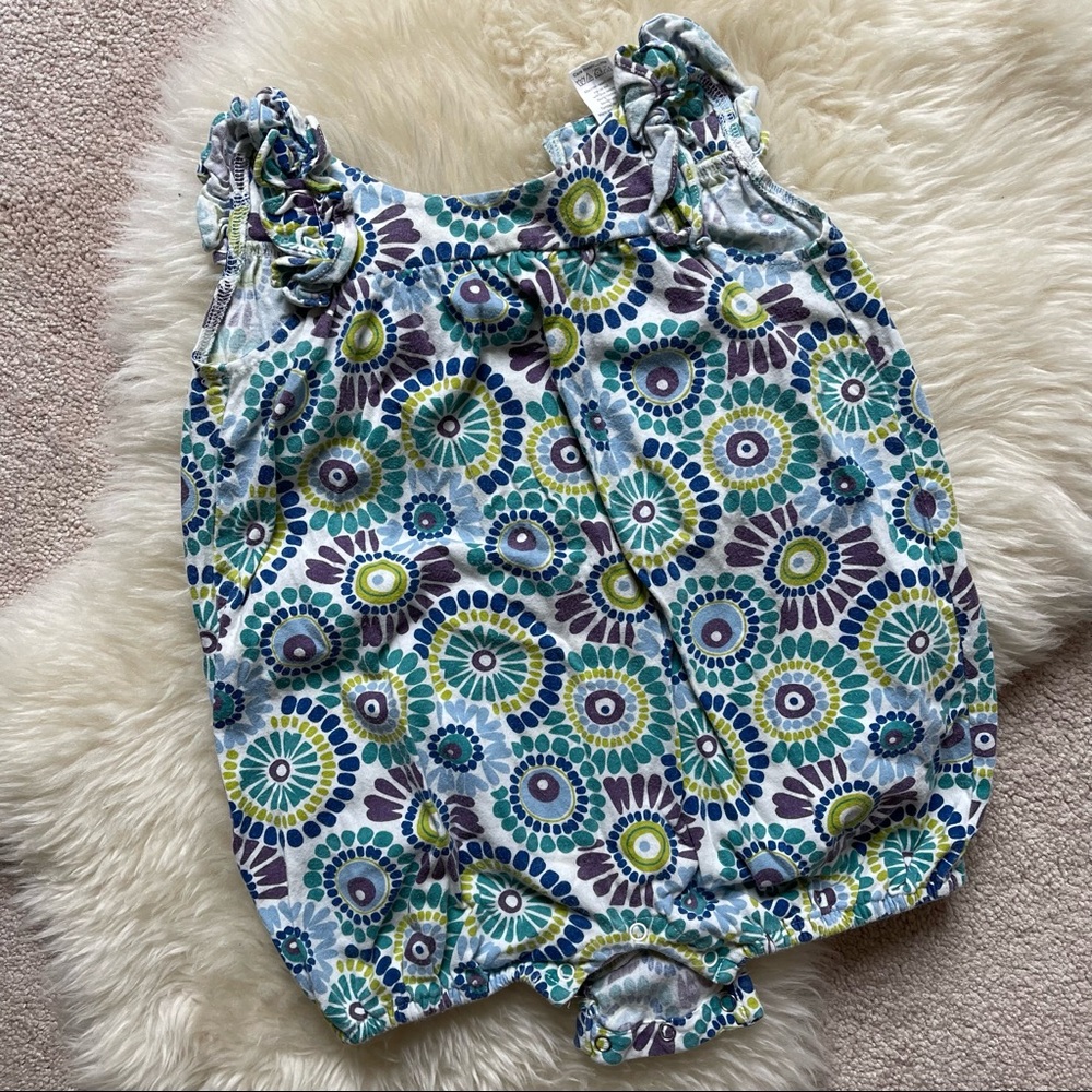Tea Collection Blue Floral Romper - 6-12 - GUC